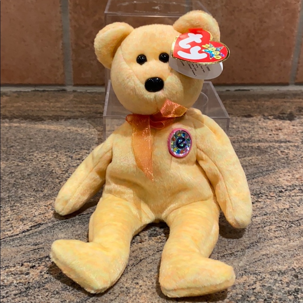 2000 TY Original Beanie Babies SUNNY Orange Bear